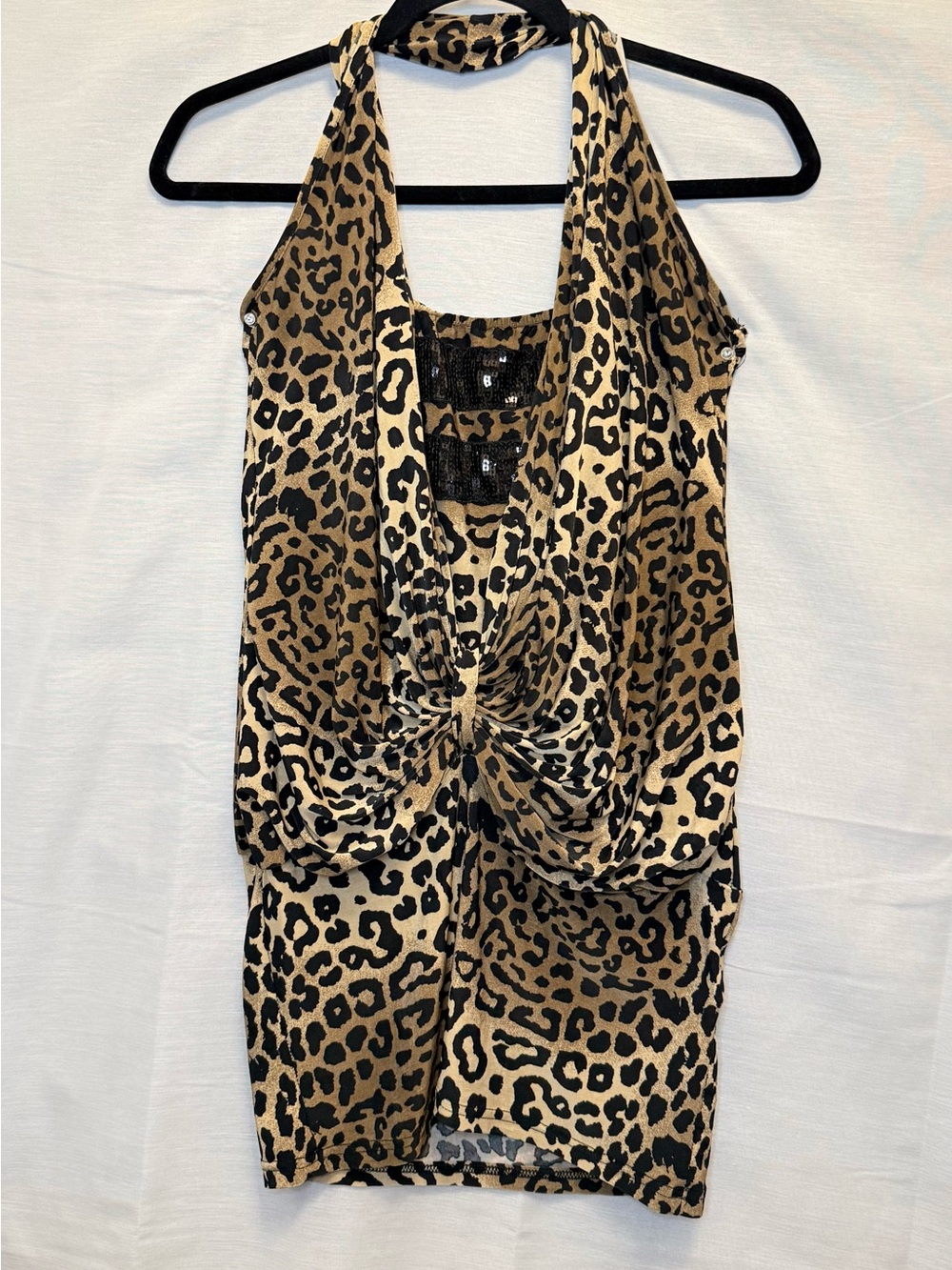 Y2K Leopard Print Halter Twist-Front Women's Top